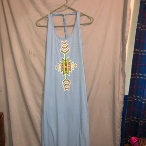 Blue with white design dress